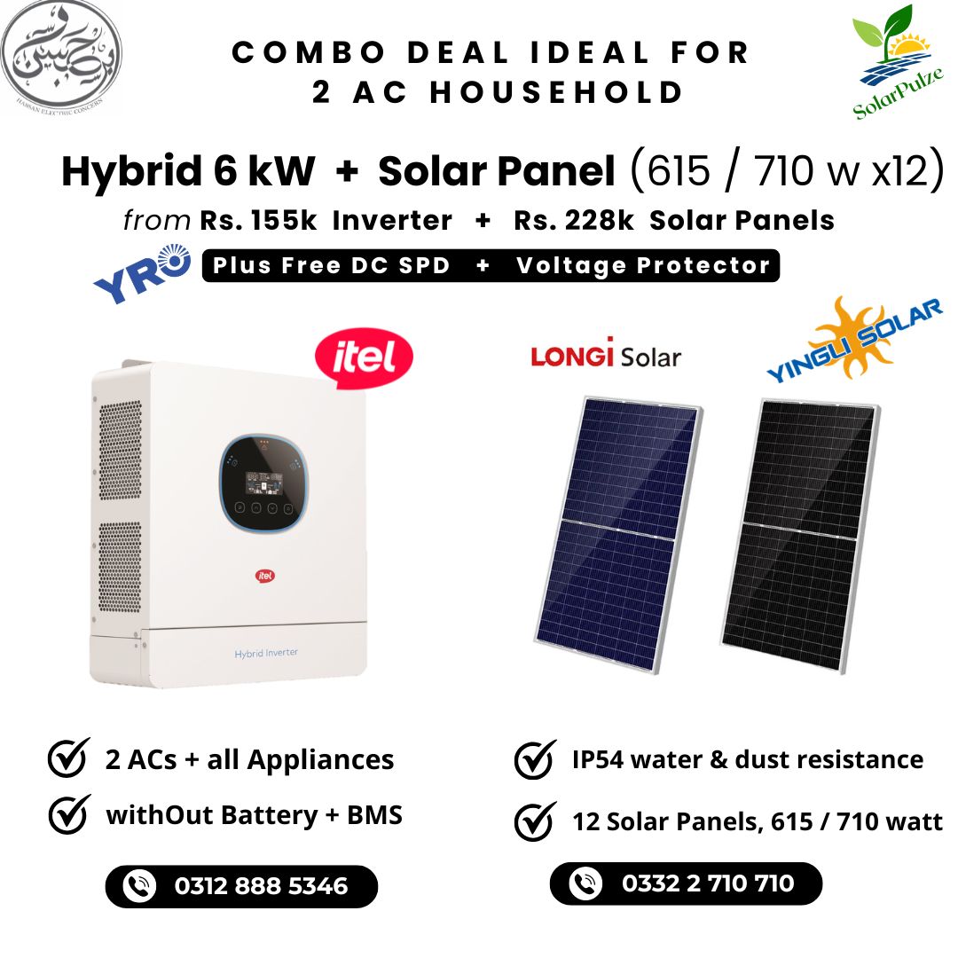 Hybrid 6 kW + Solar Panel (615 710 w x12)